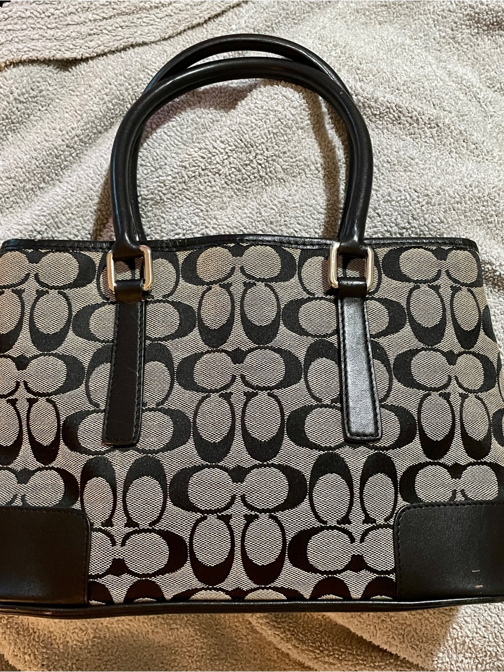Coach Black Signature Pattern Tote Bag - Women